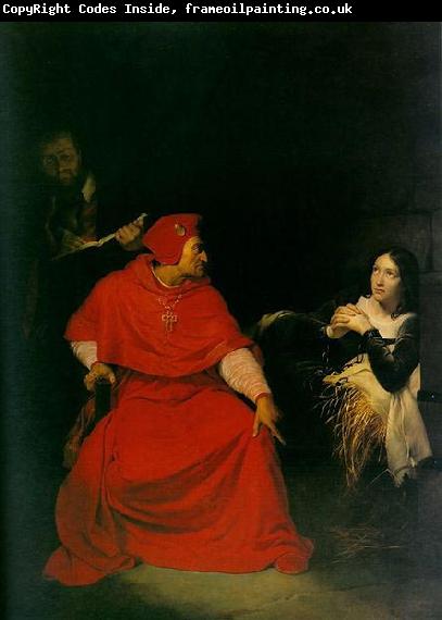 Paul Delaroche Joan of Arc is interrogated by The Cardinal of Winchester in her prison.